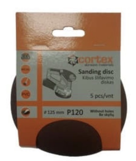 Papier de sable Cortex 18159; 125 mm; P120; 5 unités