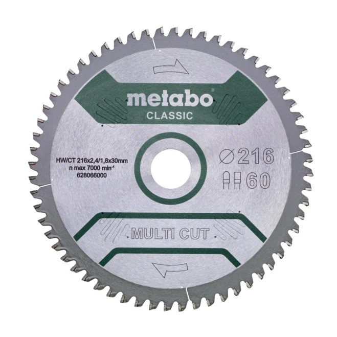 Disque de scie universel Metabo FZ/TZ MULTI CUT CLASSIC; 216x30x60 mm; -5°