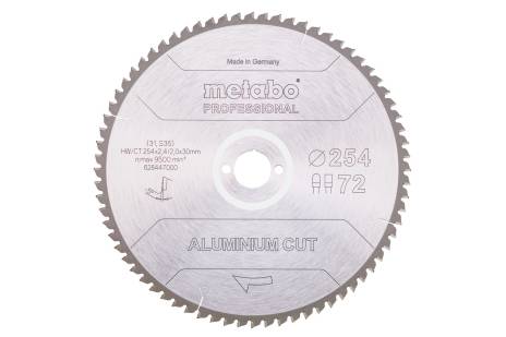 Lame de scie pour aluminium Metabo FZ/TZ Aluminium Cut Professional; 254x30x72 mm; -5°