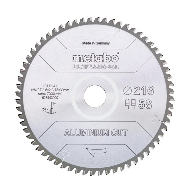 Lame de scie pour aluminium Metabo FZ/TZ Aluminium Cut Professional; 216x30x58 mm; -5°