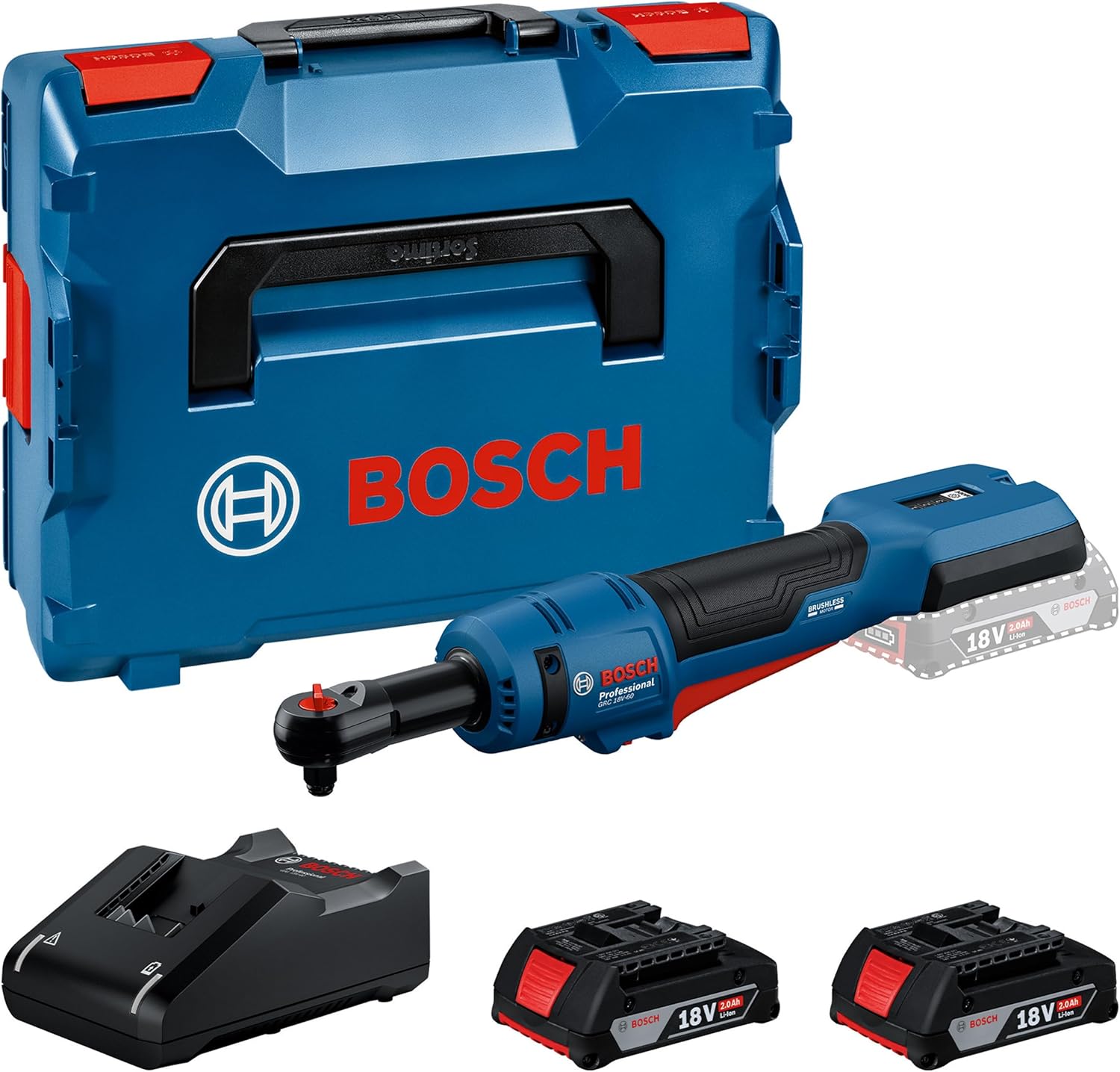 Clé à cliquet sans fil Bosch GRC 18V-60 Professional; 18 V; 2x2,0 Ah accu.