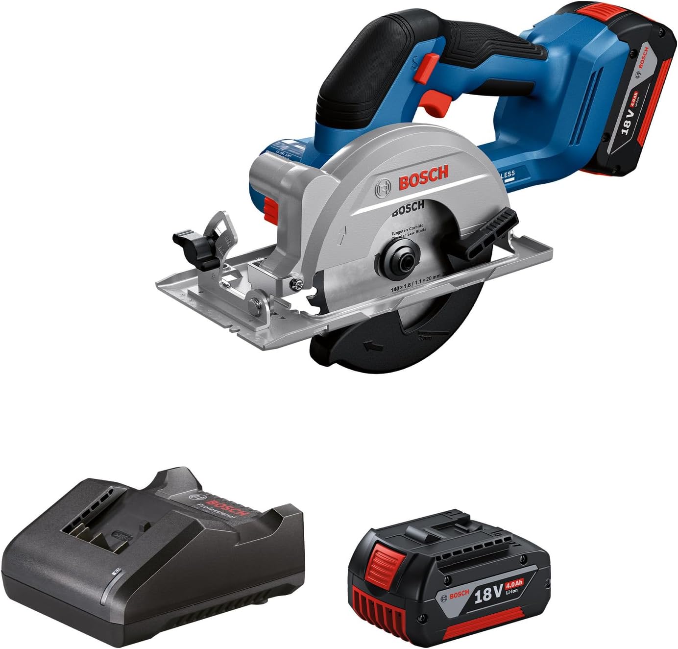 Scie circulaire sans fil Bosch GKS 18V-51 Professional; 18 V; 2x4,0 Ah accu.