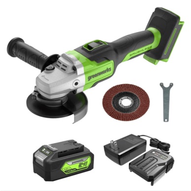 Meuleuse d'angle Greenworks GD24AGK4; 24 V; 1x4,0 Ah accu.