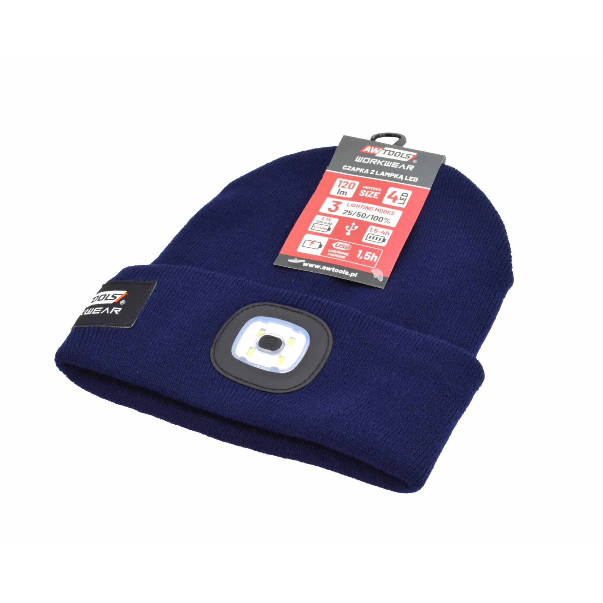 Chapeau AWTools AW02152; LED; USB; 120 lm bleu