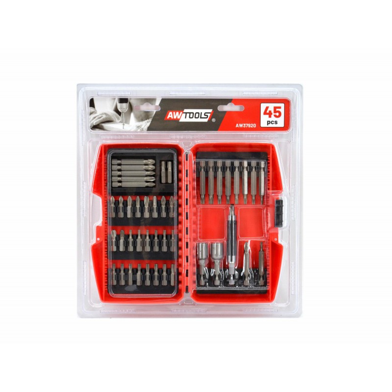 Jeu de tournevis AWTools AW37920; S2; 45 pcs + Support magnétique