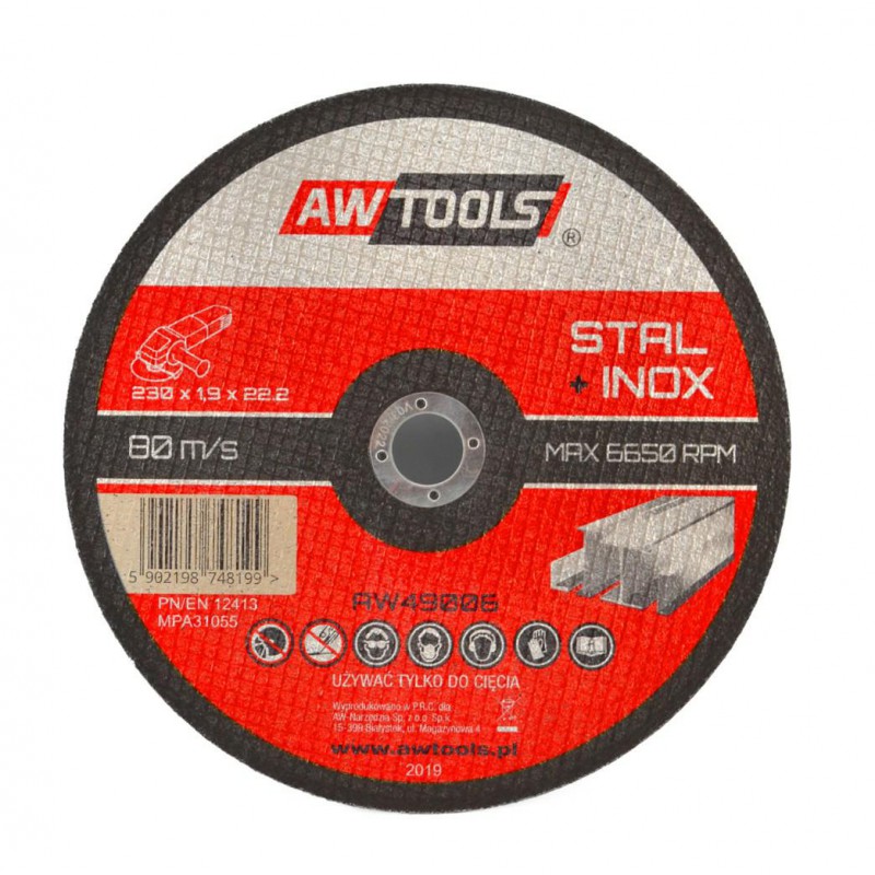 Disque abrasif AWTools AW49006; 230x1,9 mm; 22,2 mm pour le métal