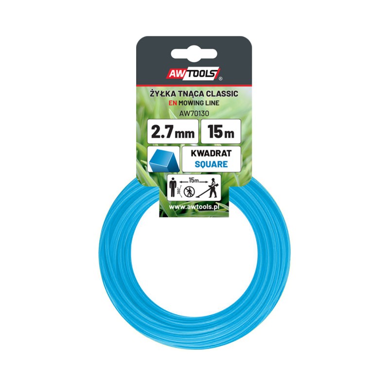 Fil de coupe AWTools AW70129; (2,4 mm/15 m) bleu, carré