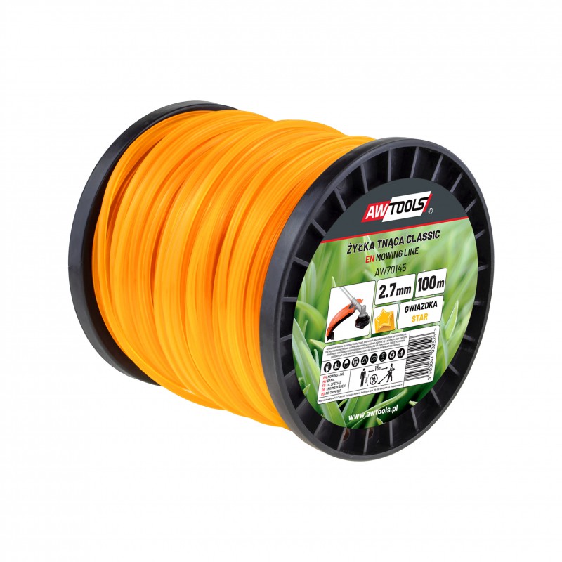 Fil de coupe AWTools AW70145; (2,7 mm/100 m) jaune, hexagone