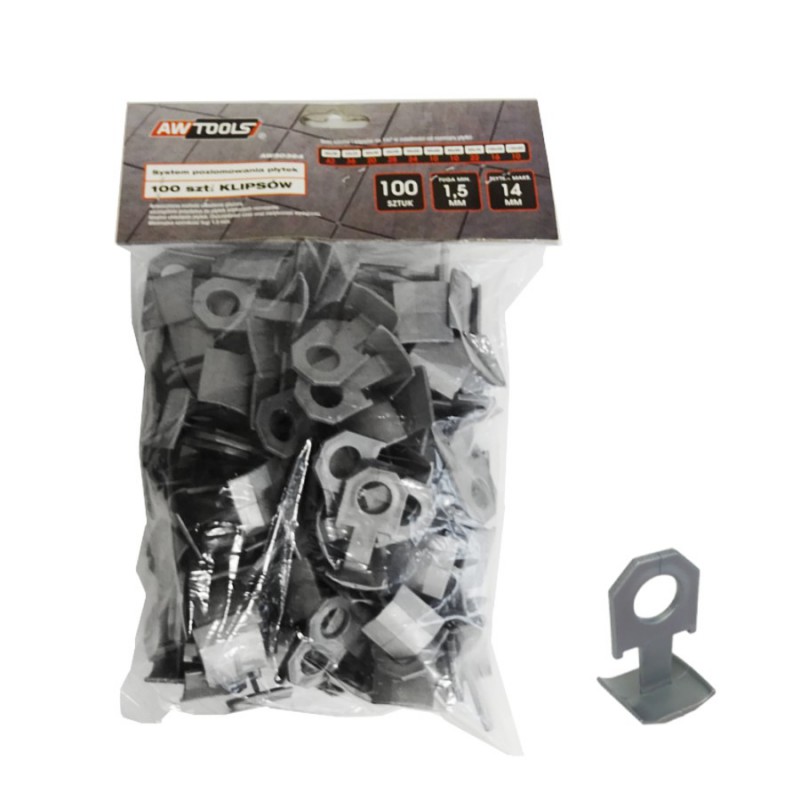 Indicateur de niveau de carrelage AWTools AW30364; 1,5 mm; 7-14 mm; 100 unités