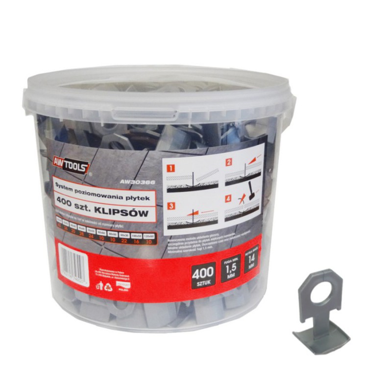 Indicateur de niveau de carrelage AWTools AW30366; 1,5 mm; 7-15 mm; 400 unités
