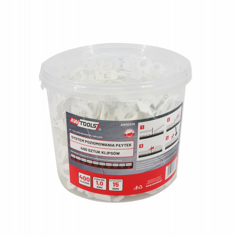 Indicateur de niveau de carrelage AWTools AW30370; 1 mm; 7-15 mm; 400 unités
