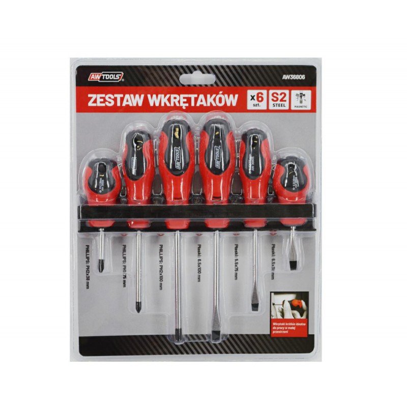 Ensemble de tournevis AWTools AW36806; SLx3; PHx3; 6 unités
