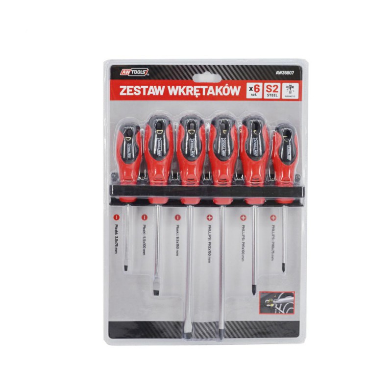 Ensemble de tournevis AWTools AW36807; SLx3; PHx3; 6 unités