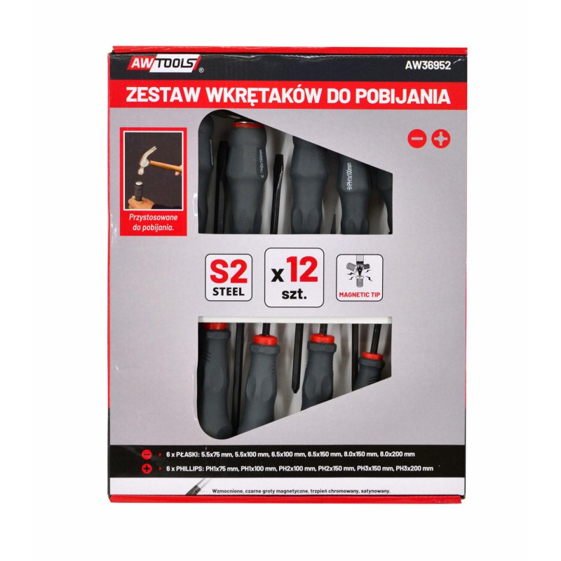 Ensemble de tournevis AWTools AW36952; SLx6; PHx6; 12 unités