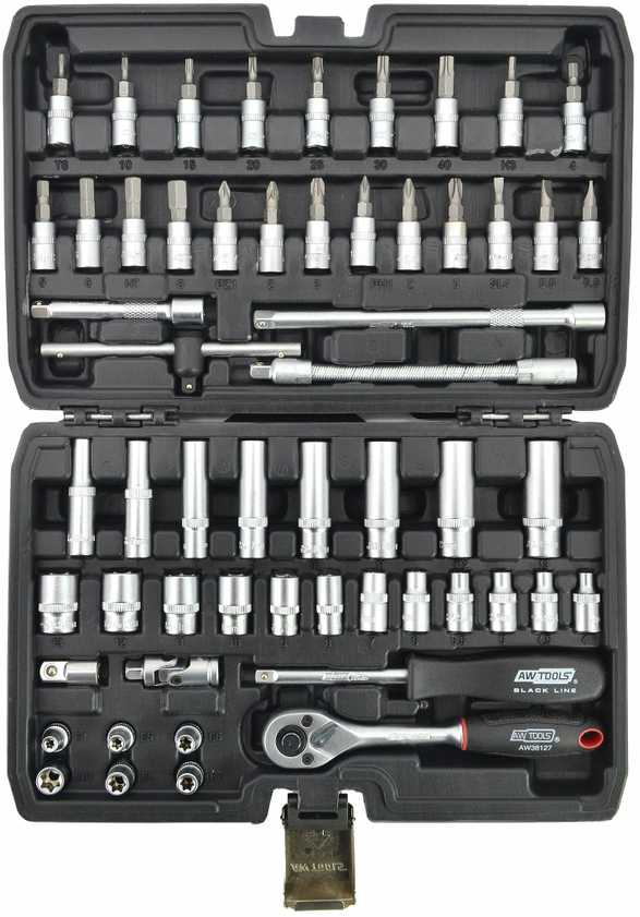 Ensemble de clés à anneau AWTools AW39056BL; 1/4''; 56 unités