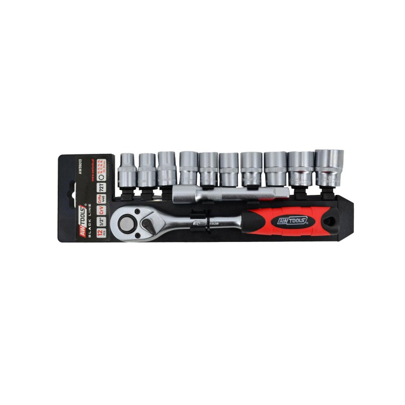 Jeu de clés à douille AWTools AW39011BL; 1/4''; 4-13 mm; 14 unités