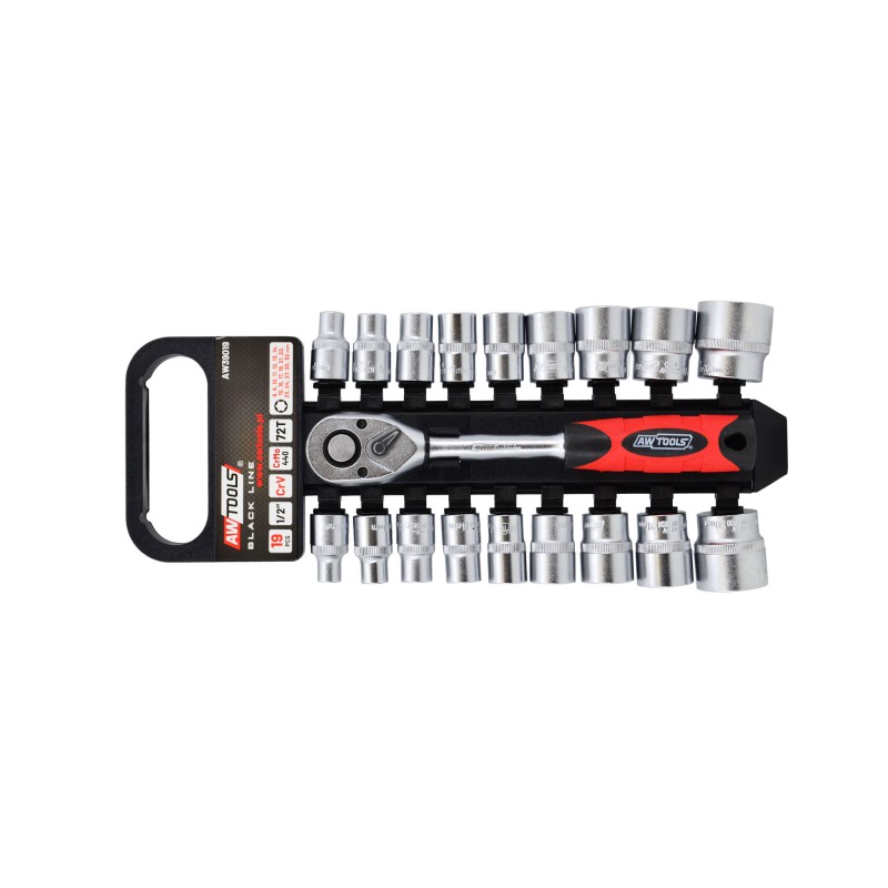 Jeu de clés à douille AWTools AW39019; 1/2''; 8-32 mm; 19 unités