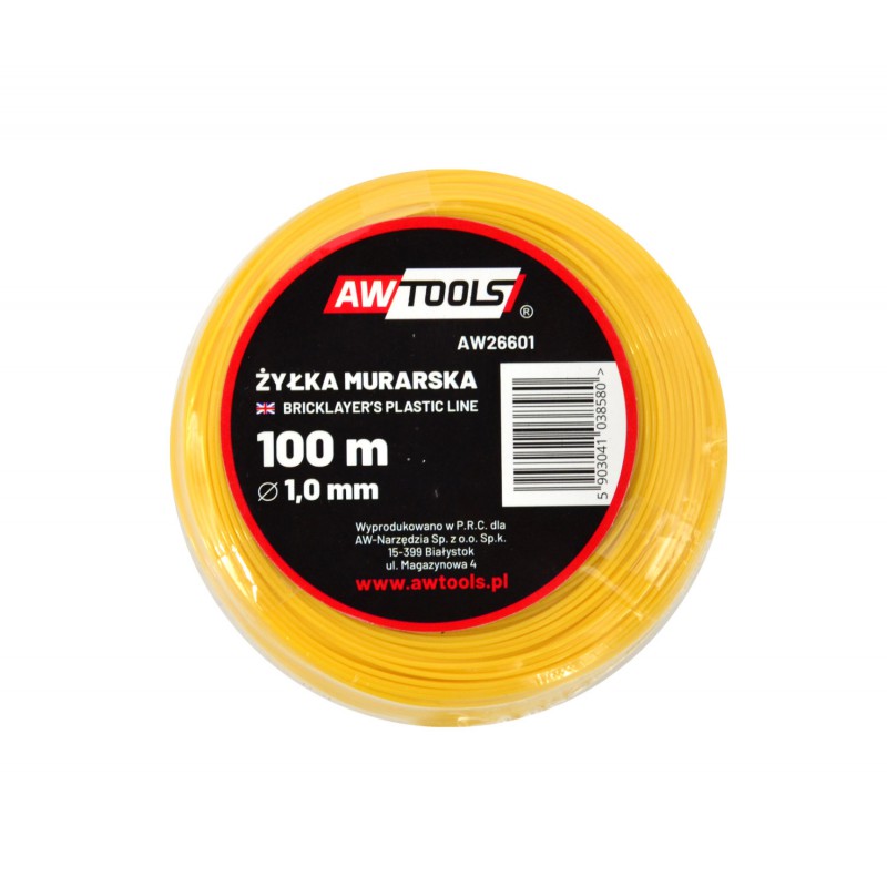 Corde de mesure AWTools AW26601; 1mm; 100 m; jaune