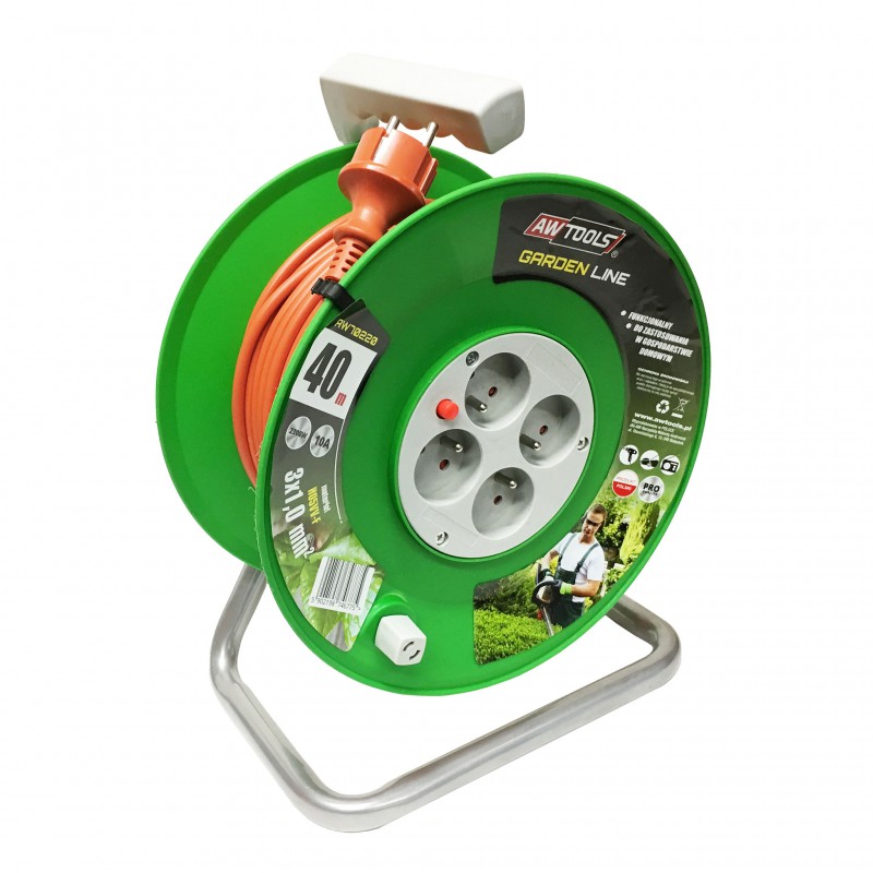 Rallonge avec bobine AWTools AW70210; 3x1 mm; 10 m