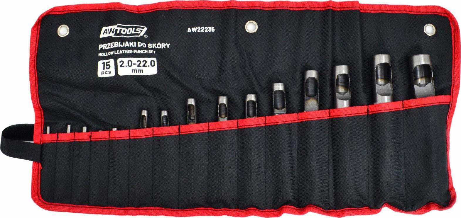 Poinçons pour cuir AWTools AW22235; 2-22 mm; 15 unités