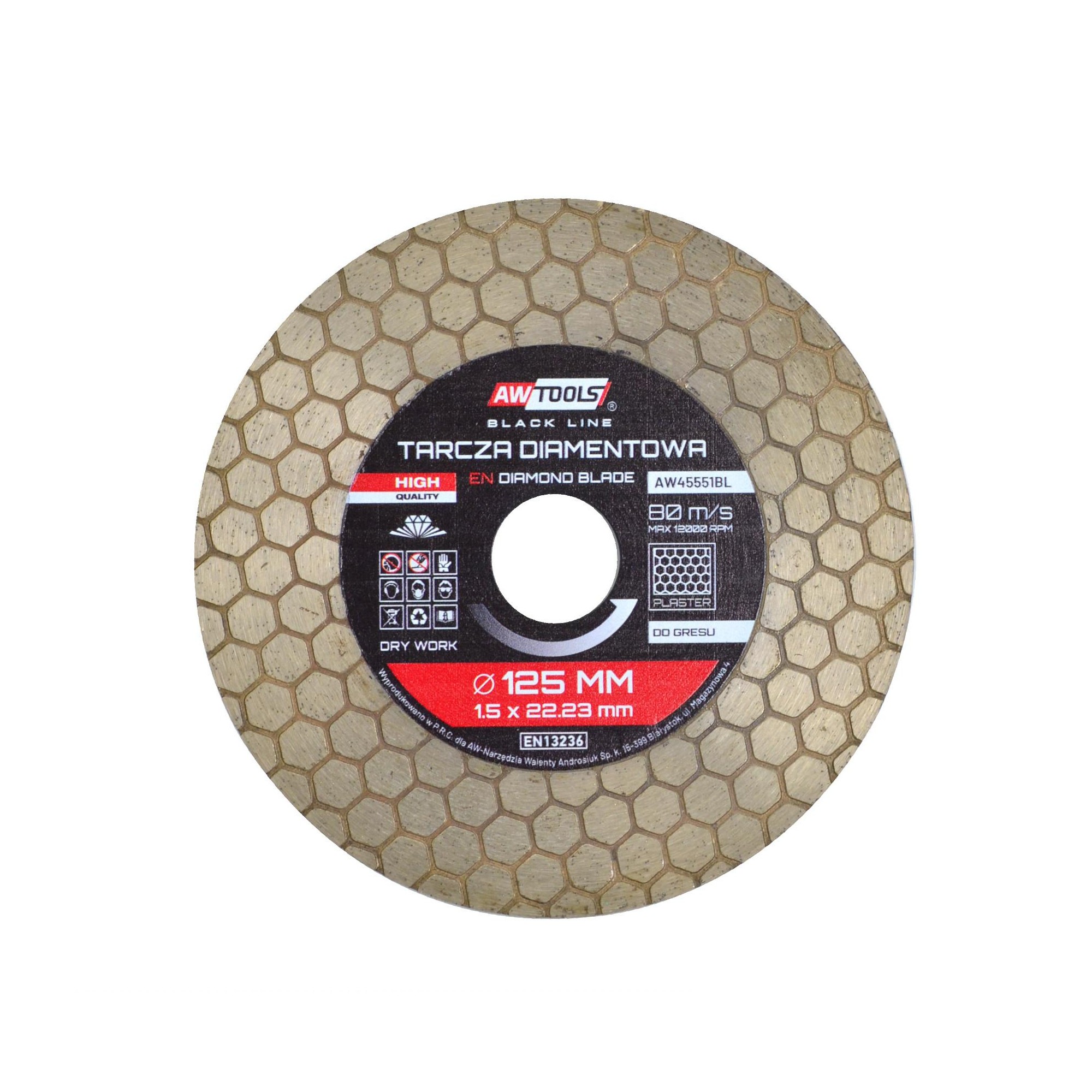 Disque à tronçonner diamanté AWTools AW45551BL; 125x1,5x22,2 mm