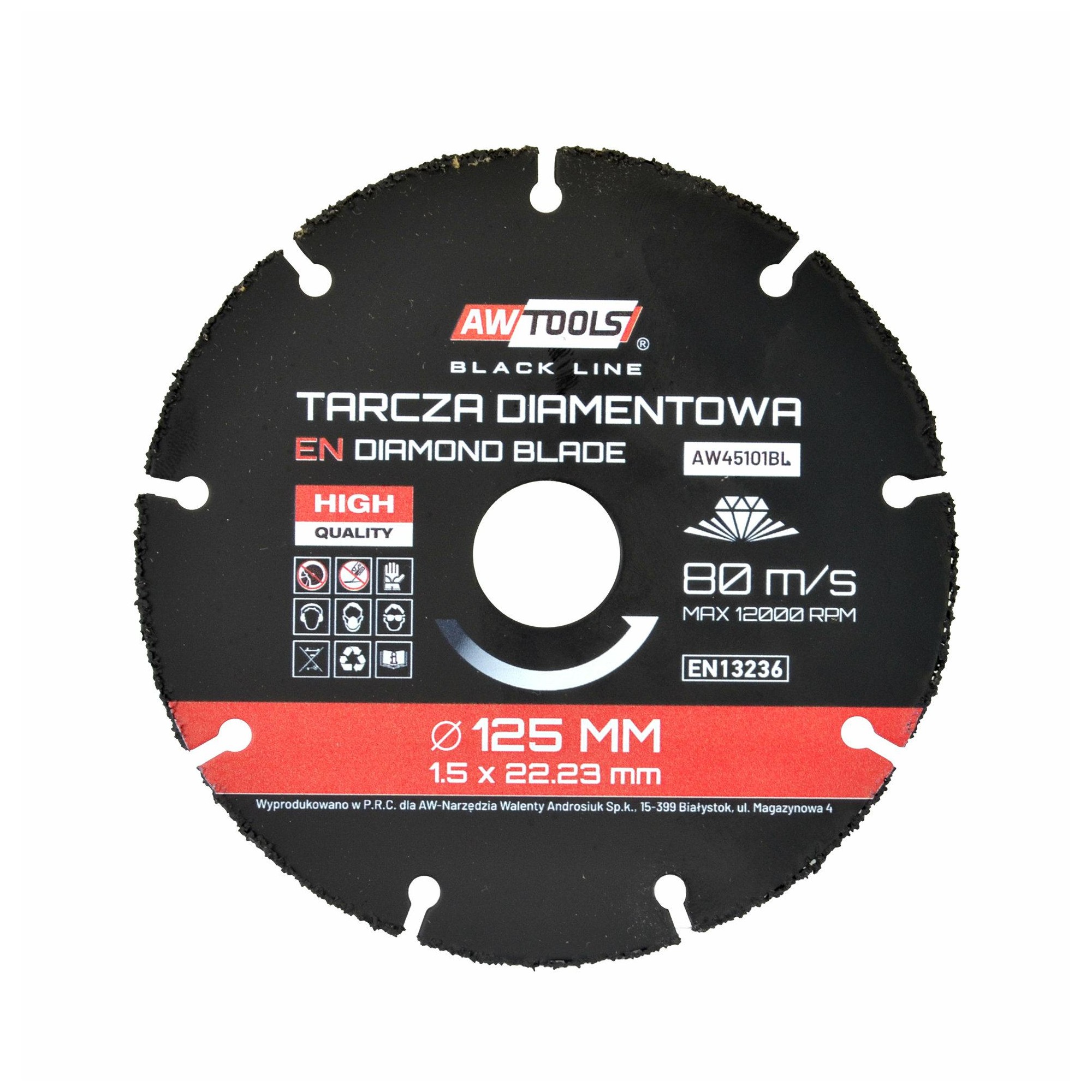 Disque à tronçonner le bois AWTools AW45101BL; 125 mm