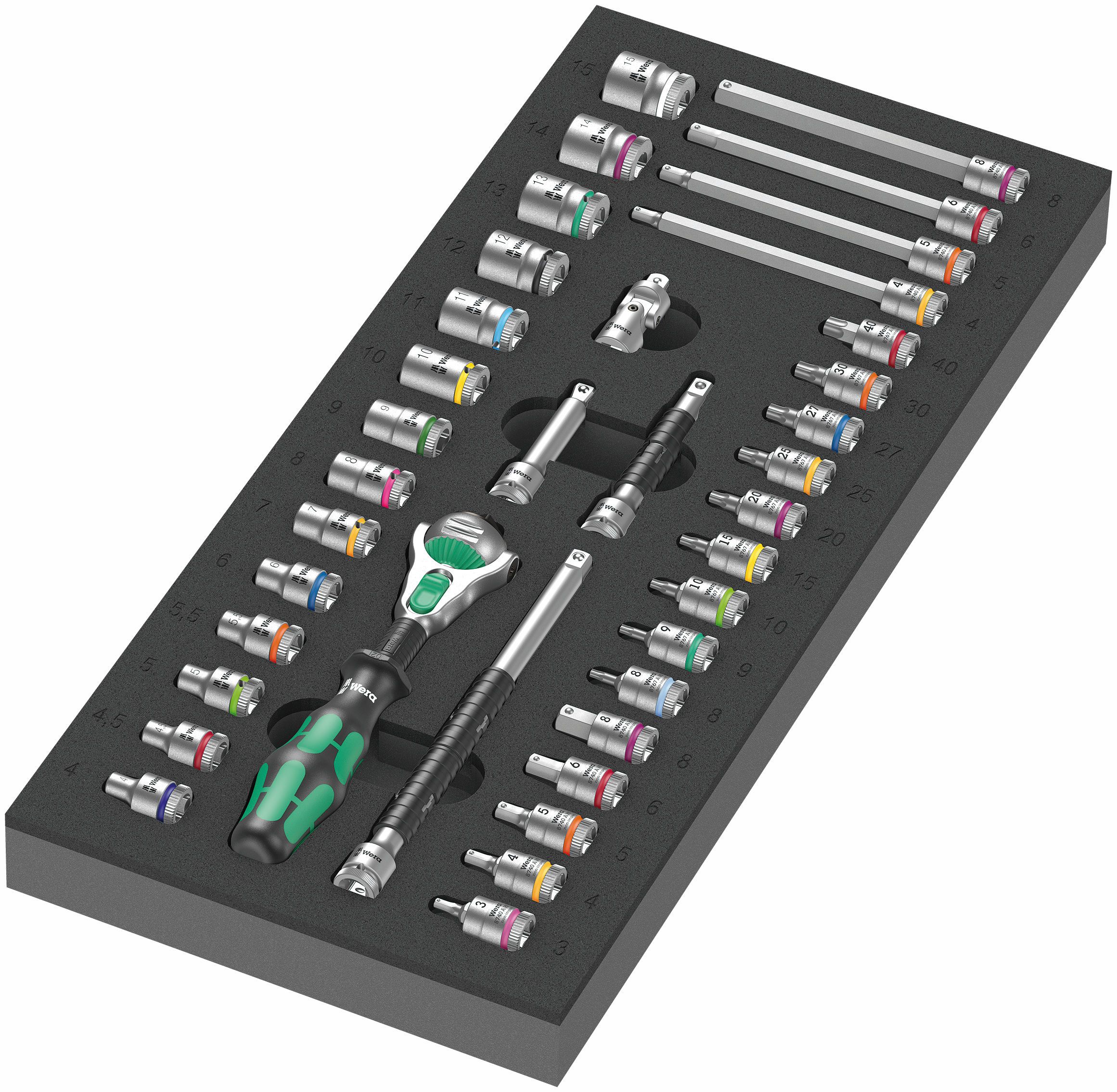 Rochet Wera WE05150110001; 1/4''; 37 pcs + jeu de douilles
