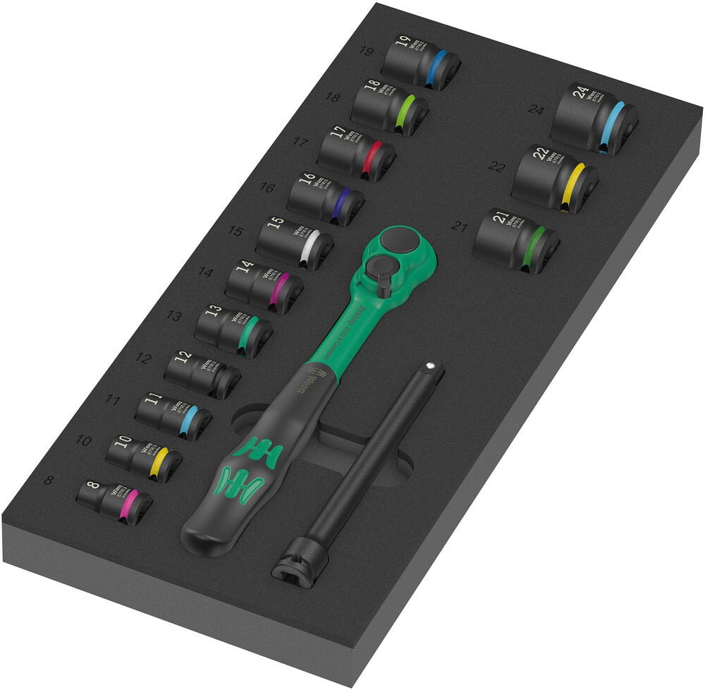 Rochet Wera WE05150114001; 3/8''; 8-24 mm; 16 pcs + jeu de douilles