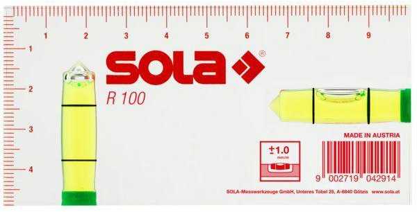 Niveau tubulaire Sola R100; 100x50x15 mm