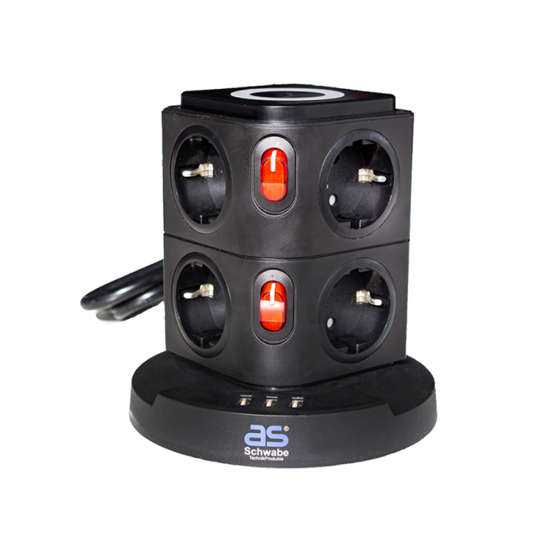 Rallonge électrique AS-Schwabe 18221; 3 USB; 5W; IP20