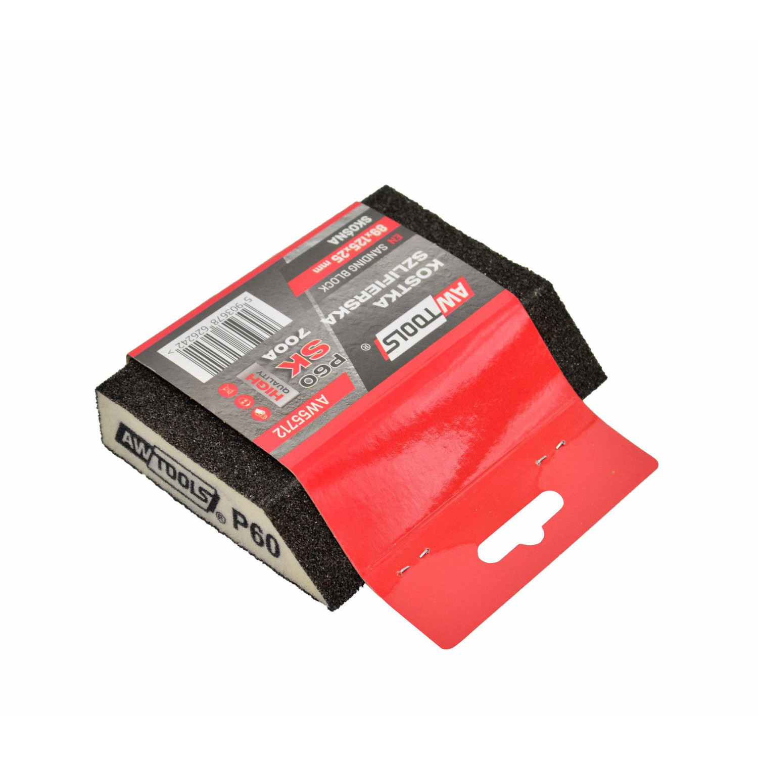 Éponge de ponçage AWTools AW55712; 89x125x25 mm; P60