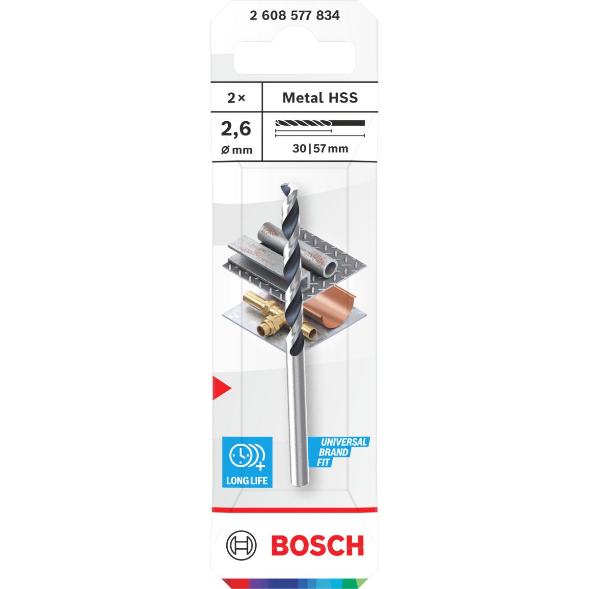 Foret en métal Bosch PointTeQ; HSS; 2,6 mm; 2 unités