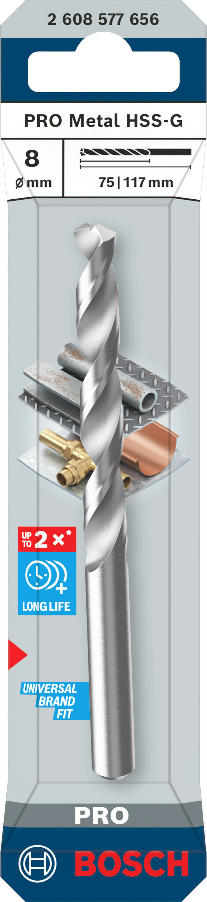 Foret en métal Bosch PRO Metal; HSS-G; 8x75x117 mm