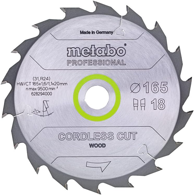 Lame de scie Metabo 628295000; DI; 165x20 mm; Z36; 15°