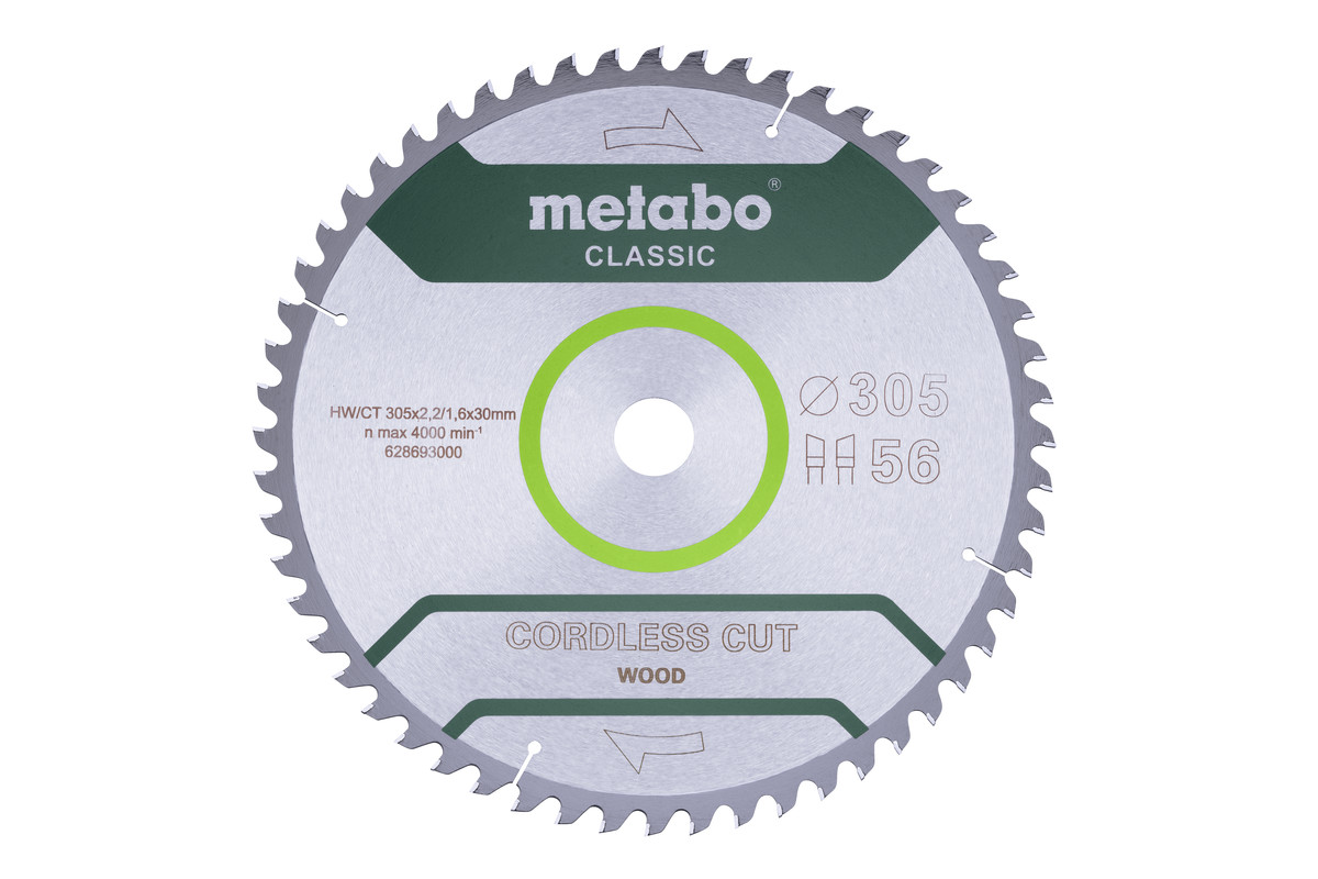 Lame de scie Metabo 628693000; WZ; 305x30 mm; Z56; 5°