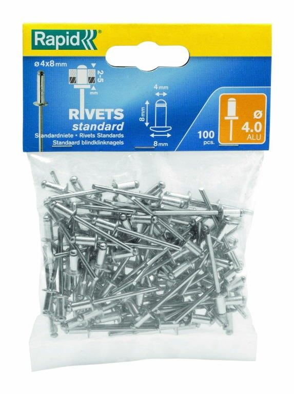 Rivets Rapid 5000378; 4,0x8 mm; 100 unités