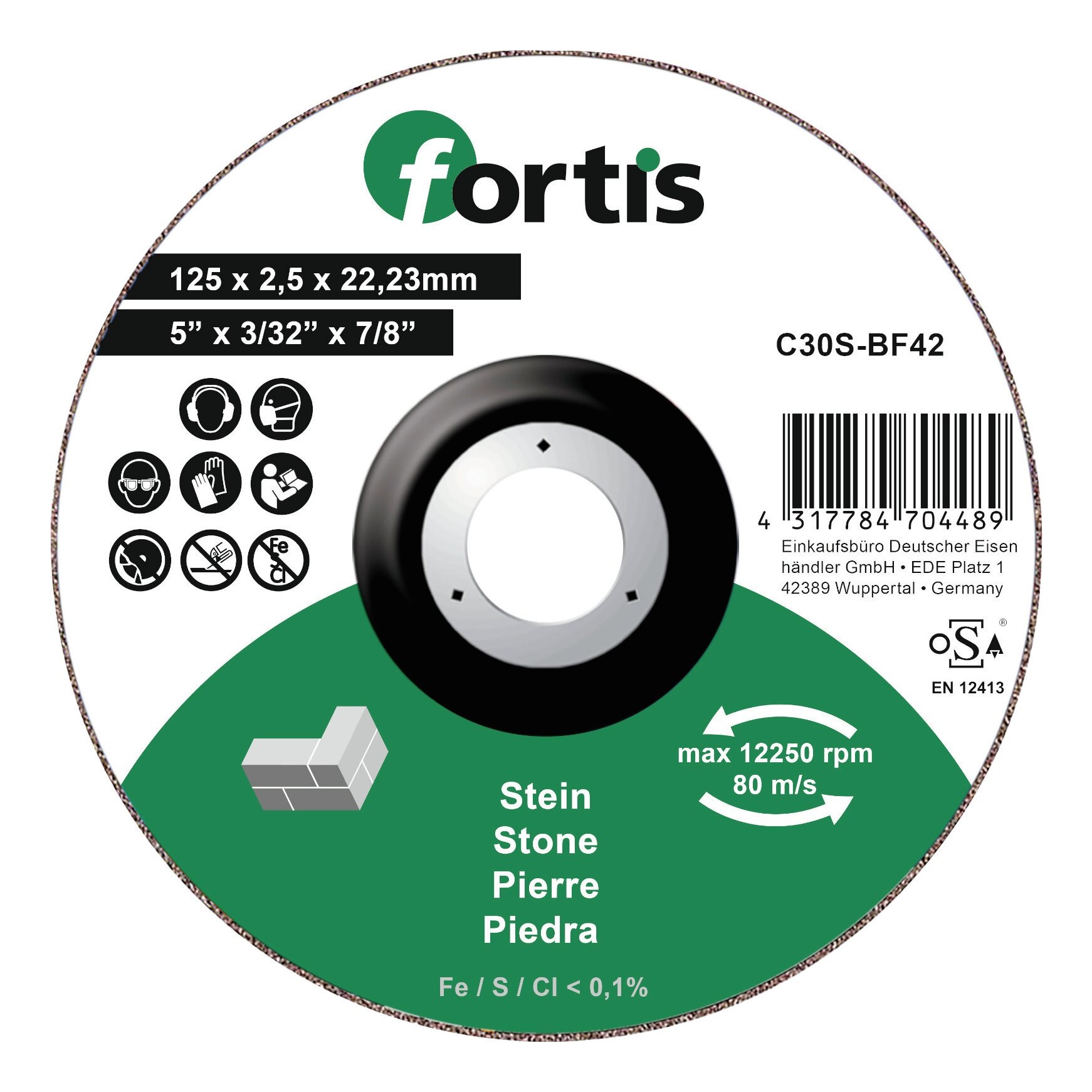 Disque à tronçonner Fortis 4317784704489; 125x2,5x22,23 mm