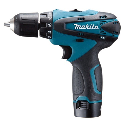 Perceuse Makita DF330DWE; 10,8 V; 2x1,3 Ah accu.