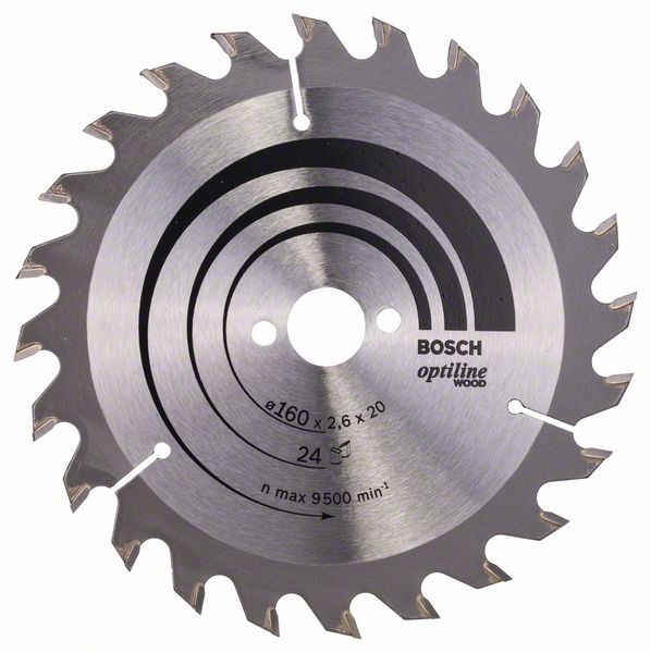 Lame de scie Bosch OPTILINE WOOD; 160x2,6x20,0 mm; Z24; 15°