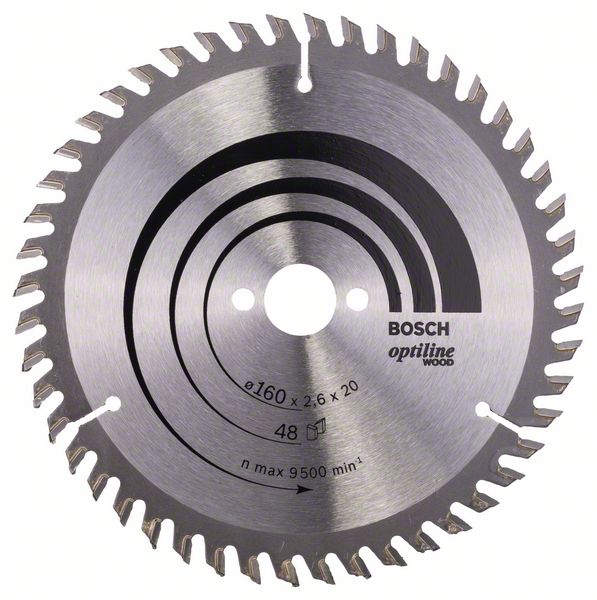 Lame de scie Bosch OPTILINE WOOD; 160x2,6x20,0 mm; Z48; 15°