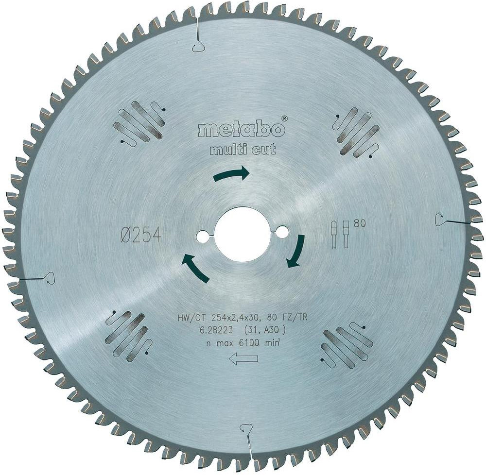 Disque de scie universel Metabo; 254x2,4x30,0 mm; Z80; -5°