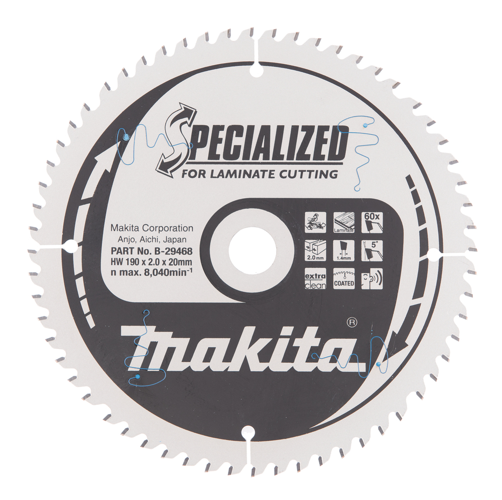 Lame de scie pour stratifié Makita; 190x2x20,0 mm; Z60; 5°