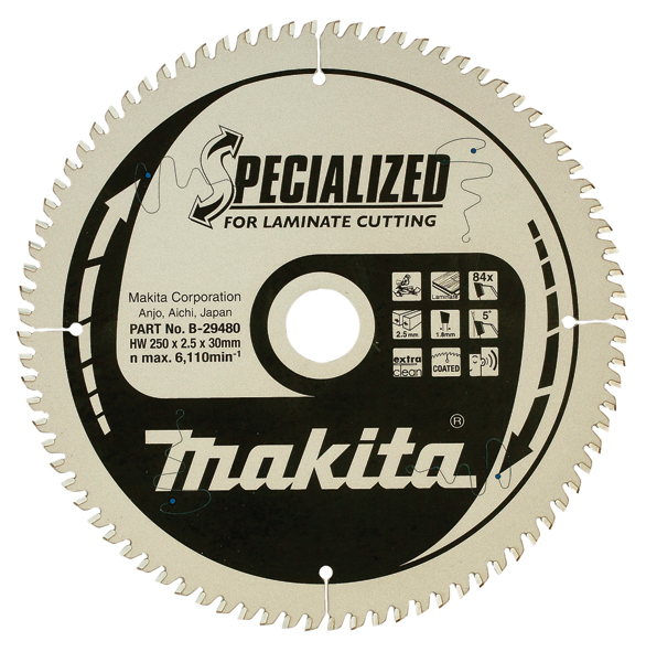 Lame de scie pour stratifié Makita; 250x2,5x30,0 mm; Z84; 5°
