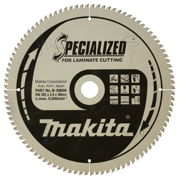 Lame de scie pour stratifié Makita; 305x2,5x30,0 mm; Z96; 5°