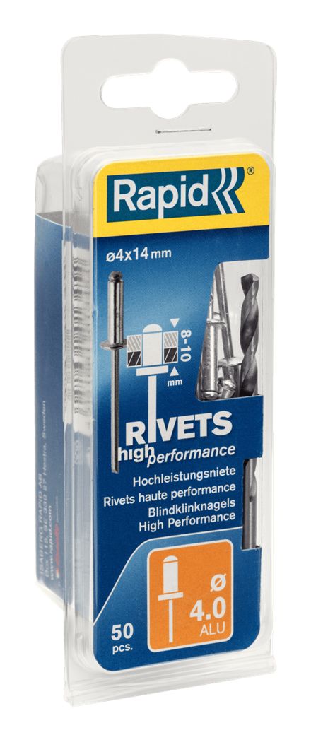Rivets Rapid; 4 mm; 14 mm; 50 unités