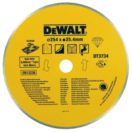 Disque à tronçonner diamant pour coupe humide DeWalt DT3734; Ø254