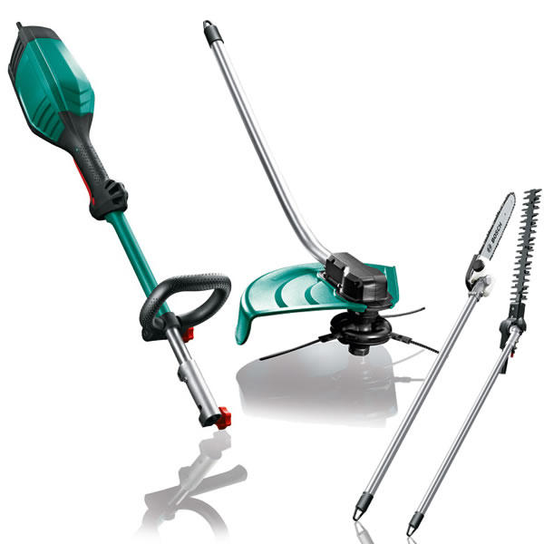 Outil de jardin multifonctionnel Bosch AMW 10 + Accessoires pour couper l'herbe, les...