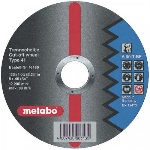 Disque abrasif Metabo; 125x1 mm pour le métal