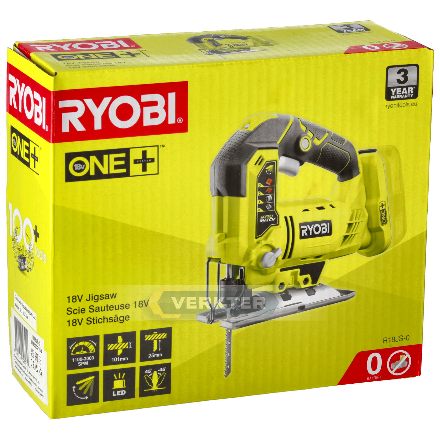 Scie sauteuse sans fil RYOBI R18JS-0; 18 V (sans batterie et chargeur)