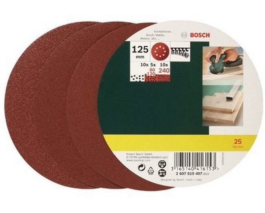 Papier de ponçage 125 mm; K80-K240; 25 unités